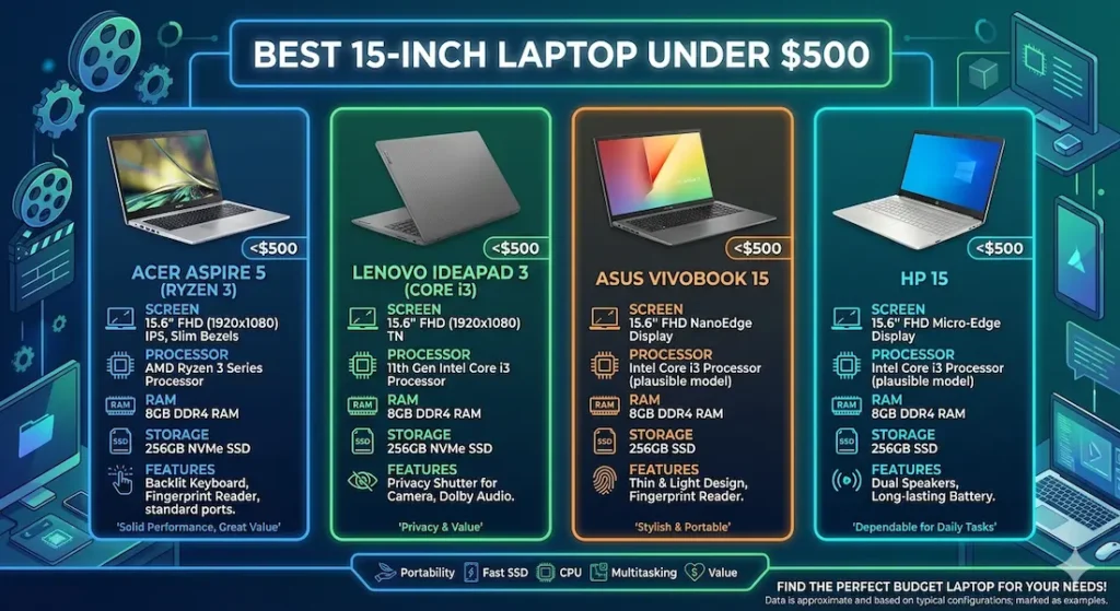 Best 15-inch Laptop Under $500