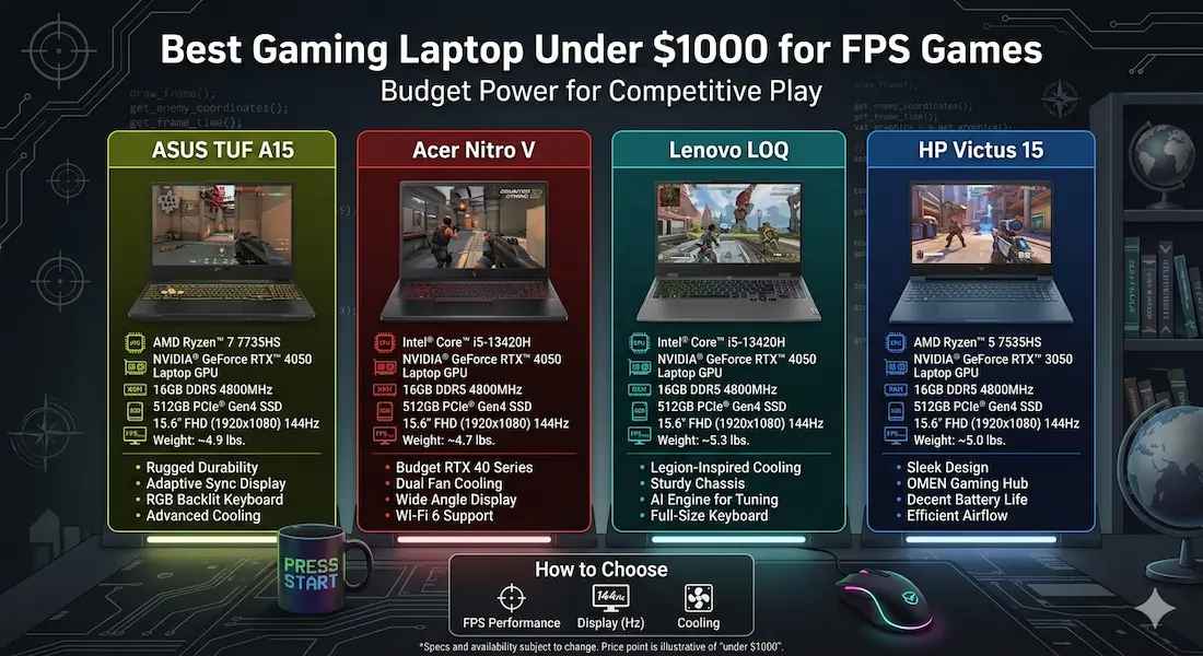 Best Gaming Laptop Under $1000 for FPS Games