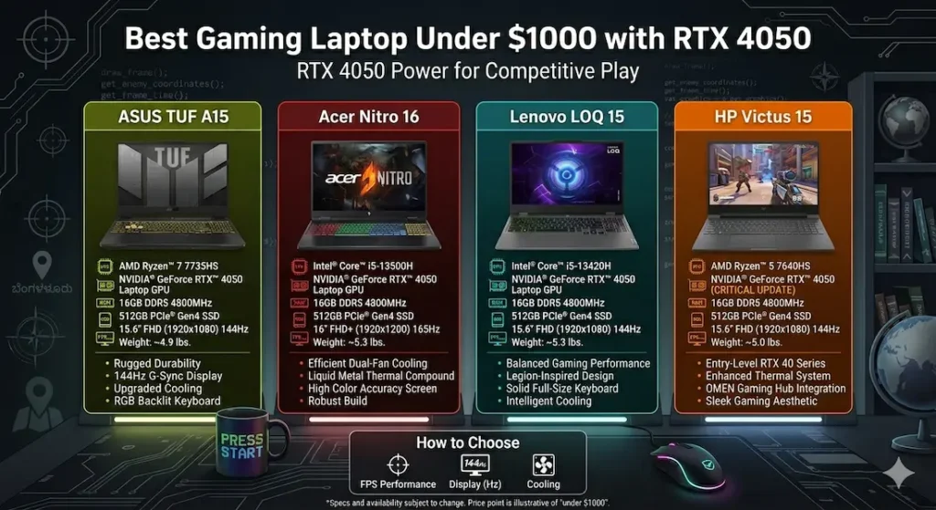 Best Gaming Laptop Under $1000 with RTX 4050