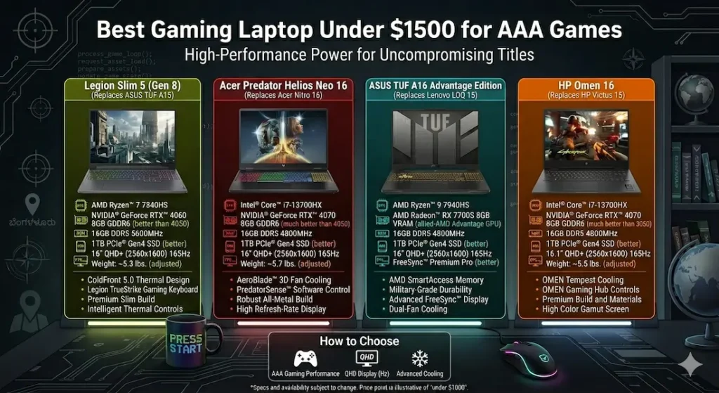 Best Gaming Laptop Under $1500 for AAA Games