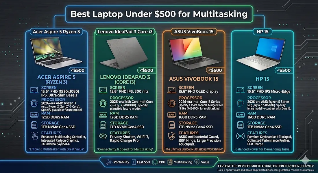 Best Laptop Under $500 for Multitasking