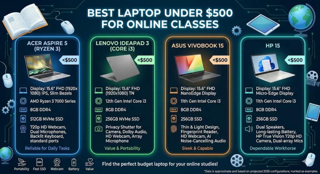 Best Laptop Under $500 for Online Classes