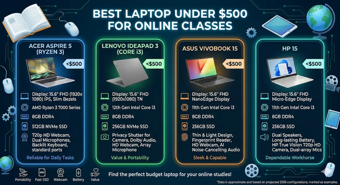 Best Laptop Under $500 for Online Classes