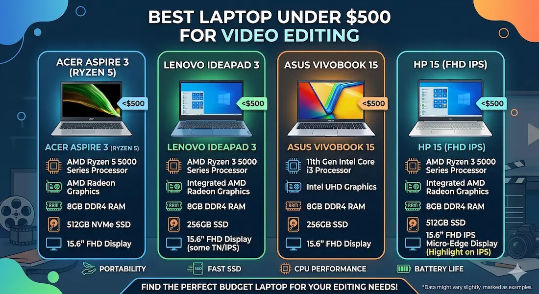 Best Laptop Under $500 for Video Editing