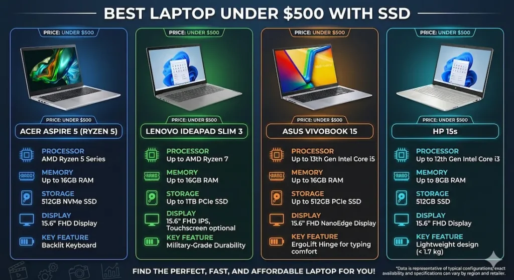 Best Laptop Under $500 with SSD