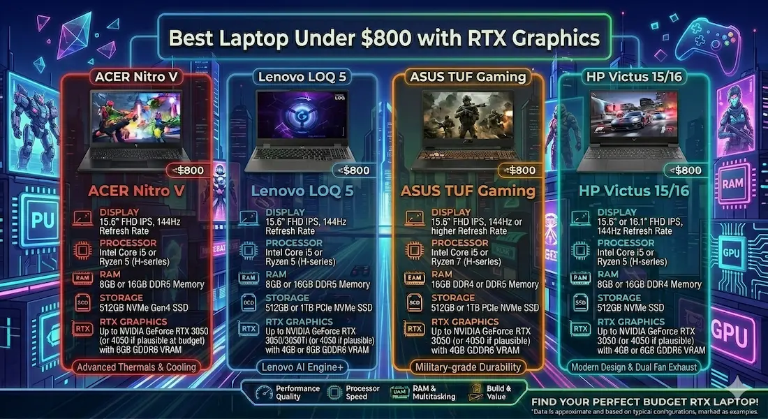 Best Laptop Under $800 with RTX Graphics
