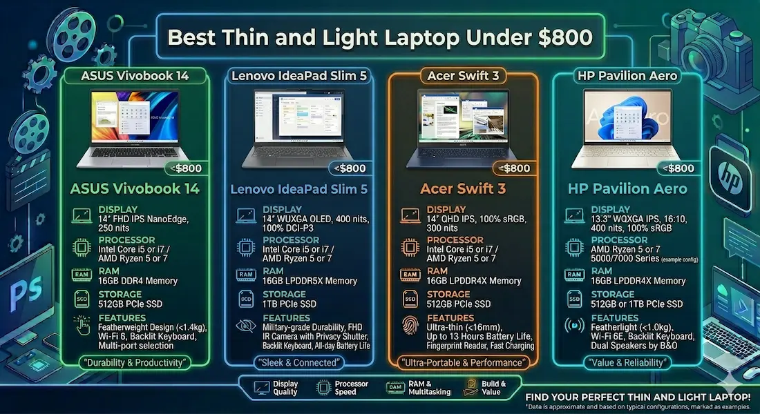Best Thin and Light Laptop Under $800