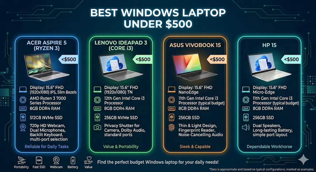 Best Windows Laptop Under $500