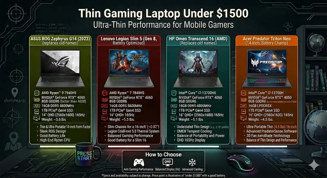 Thin Gaming Laptop Under $1500