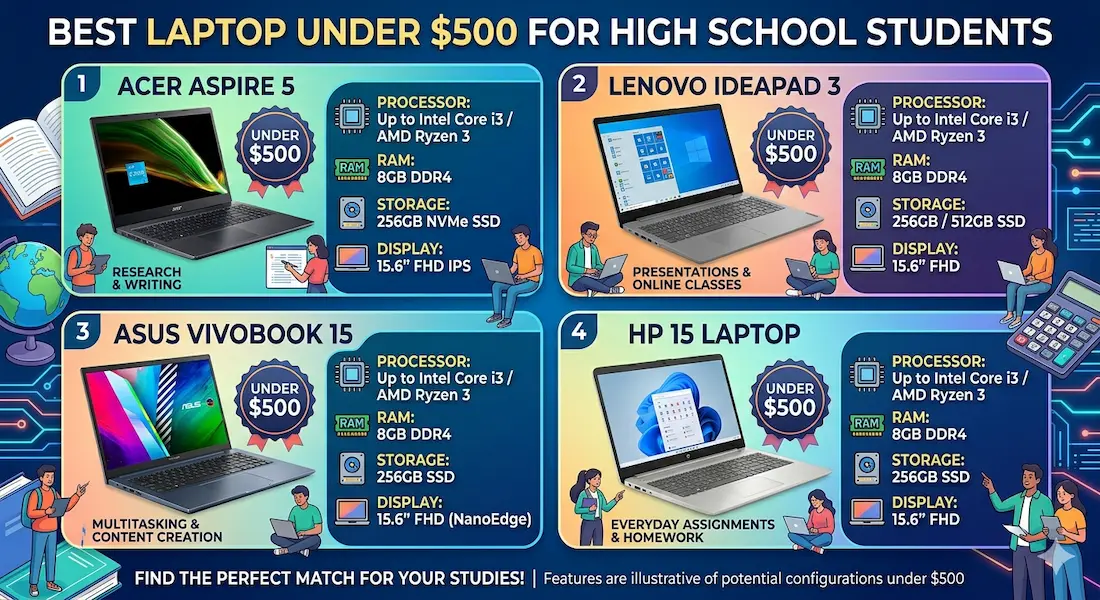 Best Laptop Under $500 for High School Students