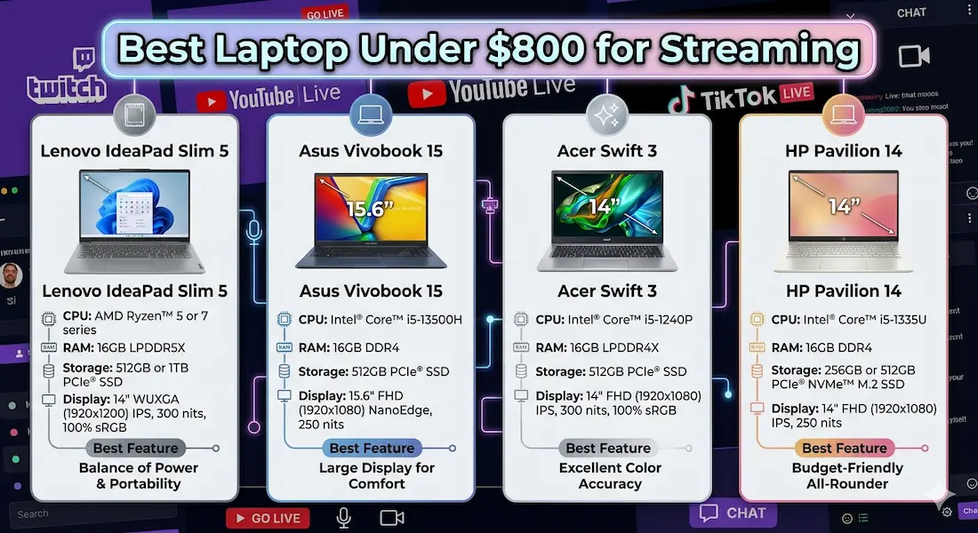 Best Laptop Under $800 for Streaming
