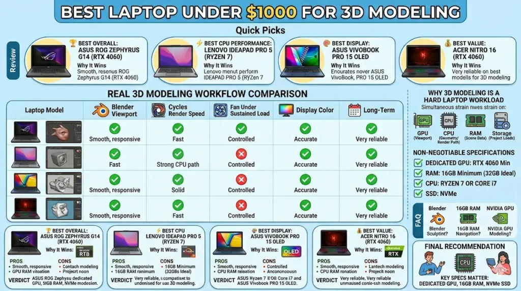 Best Laptop Under $1000 for 3D Modeling