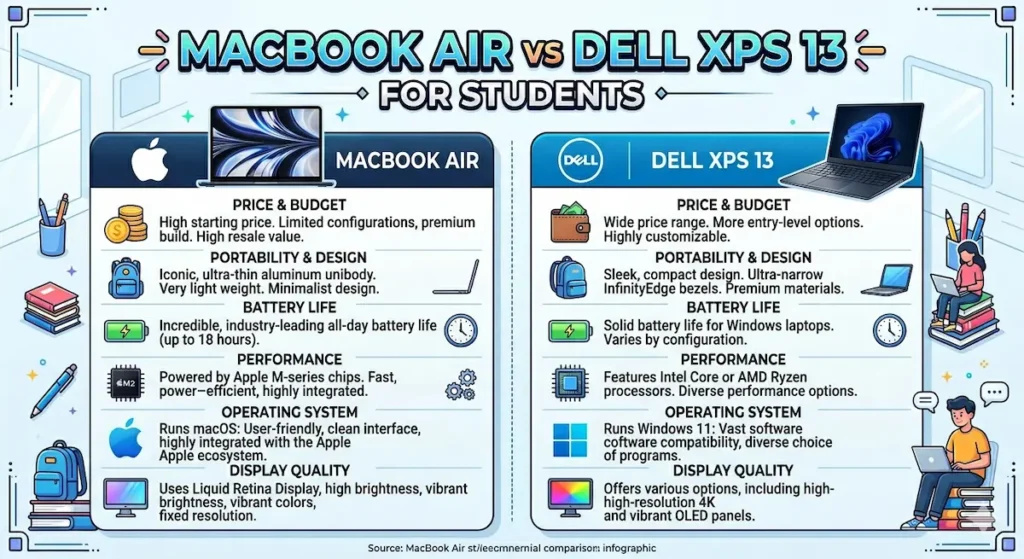 MacBook Air vs Dell XPS 13 for Students in 2026